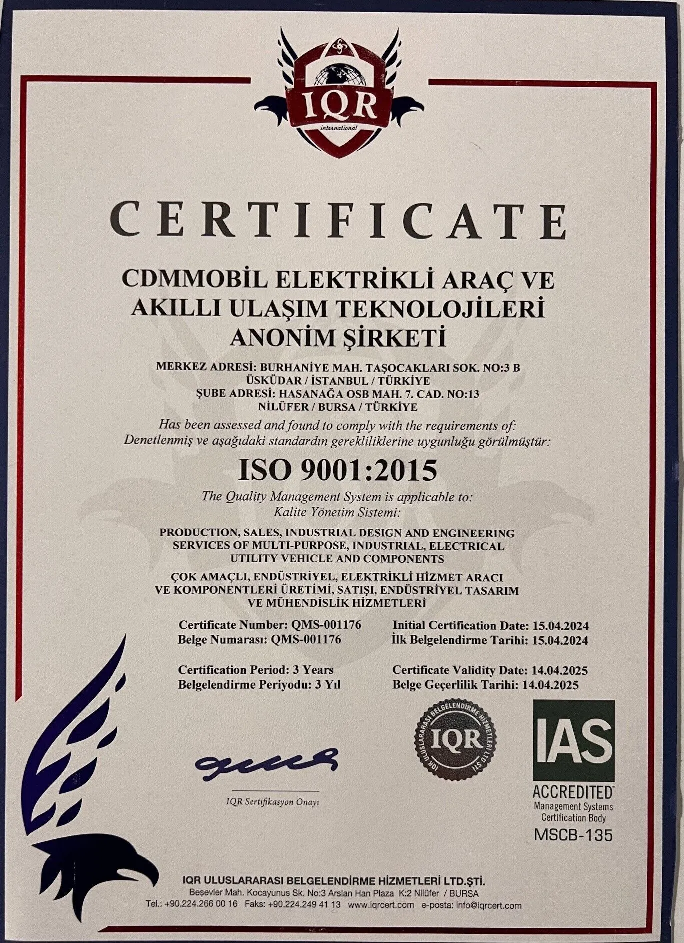 TRAGGER ISO 9001:2015 sertifikası